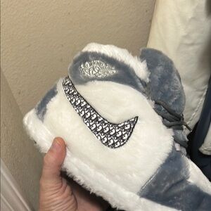 Nike Air Jordan Fuzzy Sneakers - Gray and White